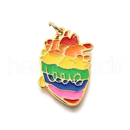 Pride 304 Stainless Steel Enamel Pendants STAS-B079-01G-02-1