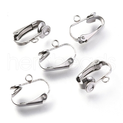 304 Stainless Steel Clip-on Earrings Findings STAS-L234-136P-1