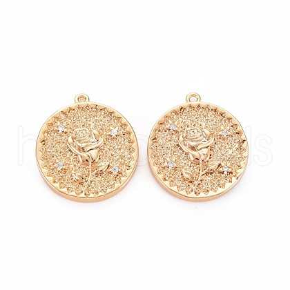 Brass Micro Pave Clear Cubic Zirconia Pendants KK-S364-125-1