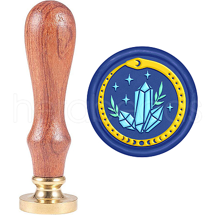 Brass Wax Seal Stamp with Handle AJEW-WH0184-1021-1