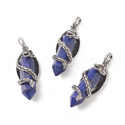 Natural Lapis Lazuli Pointed Pendants G-C051-01A-1