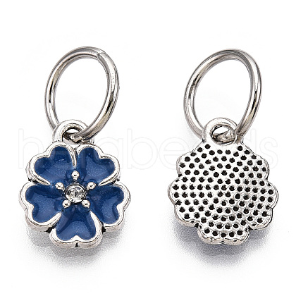 Enamel Style Flower Alloy Rhinestone Charms ENAM-S085-02-1