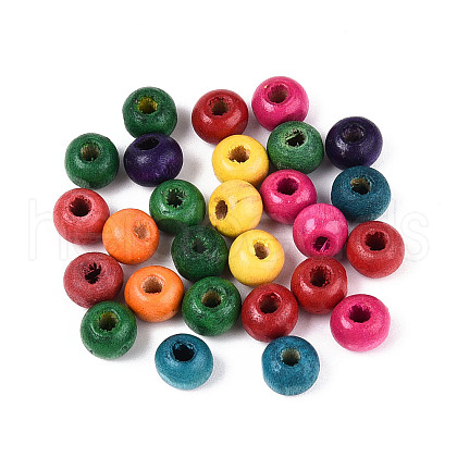 Spray Painted Natural Maple Wood Beads WOOD-N018-04-1