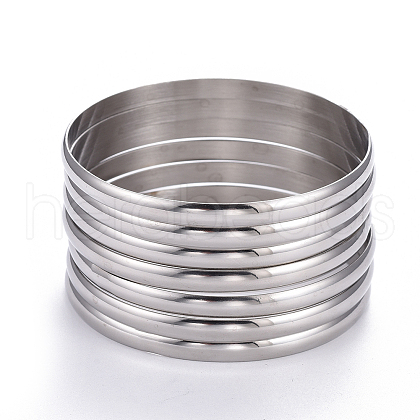 Non-Tarnish Fashion 304 Stainless Steel Buddhist Bangle Sets BJEW-L664-024C-P-1