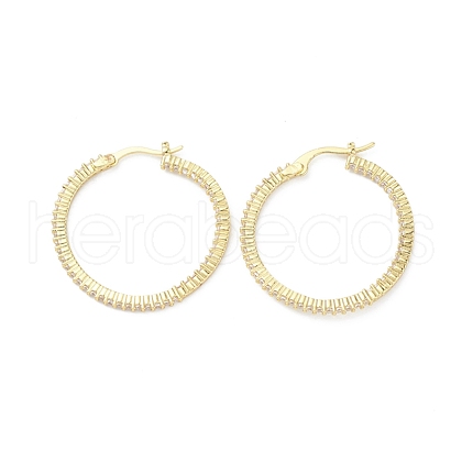 Circle Ring Rack Plating Brass Cubic Zirconia Hoop Earrings for Women EJEW-K245-18G-1