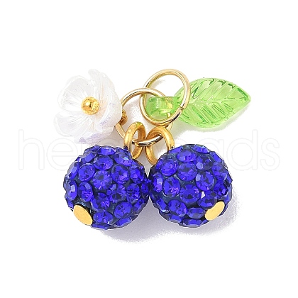 Handmade Polymer Clay Rhinestone Cherry Pendants PALLOY-JF03868-02-1