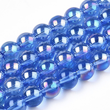 Electroplate Transparent Glass Beads Strands GLAA-T032-T8mm-AB16-1