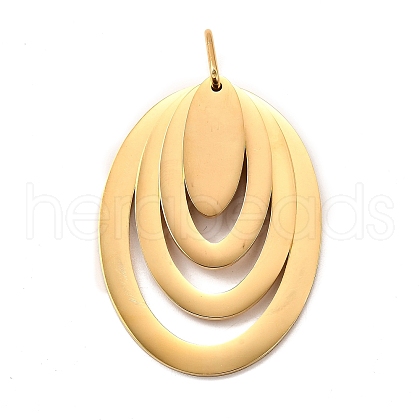 Oval 304 Stainless Steel Pendants STAS-M121-01G-1