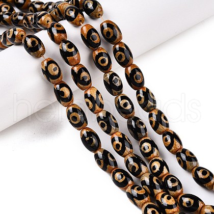 Natural Tibetan Agate 3-Eye Beads Strands G-T138-195C-1