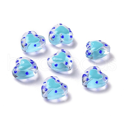 Glass Heart Beads GLAA-D005-01D-1