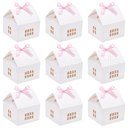 House Shape Paper Jewelry Storage Gift Box CON-WH0088-68-1