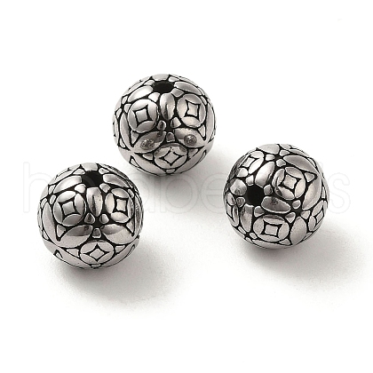 Round with Cross 304 Stainless Steel Beads STAS-E215-01AS-1