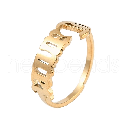 Ion Plating(IP) 304 Stainless Steel Constellation Open Cuff Ring for Women RJEW-C097-01G-08-1