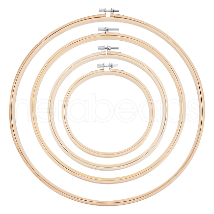 HOBBIESAY 4Pcs 4 Styles Bamboo Cross Stitch Embroidery Hoops DIY-HY0001-76-1