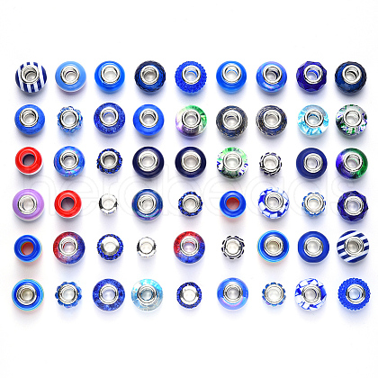 Acrylic & Resin & Polymer Clay Rhinestone European Beads FPDL-NB0001-02G-1