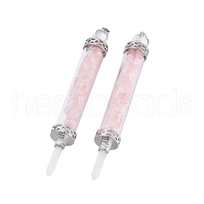 Natural Rose Quartz Big Pointed Pendants G-F650-C07-1