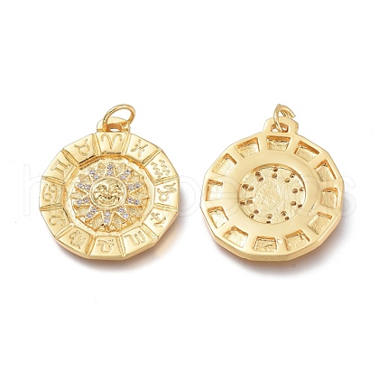 Brass Micro Pave Clear Cubic Zirconia Pendants ZIRC-Q023-13G-1