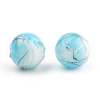 Drawbench & Baking Painted Glass Beads Strands GLAA-S176-16mm-02-1