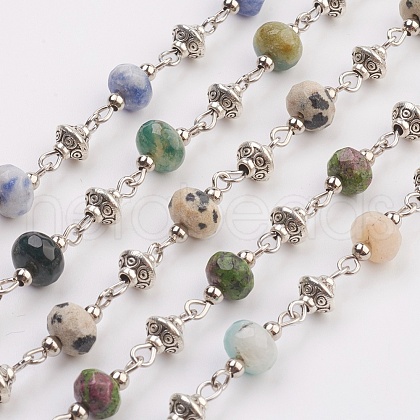 Natural Gemstone Beads Handmade Chains AJEW-JB00405-1