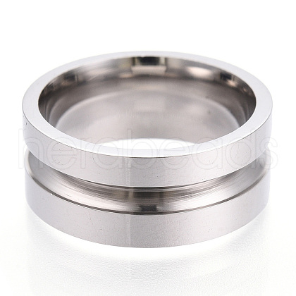 201 Stainless Steel Grooved Finger Ring Settings STAS-WH0039-12B-P-1