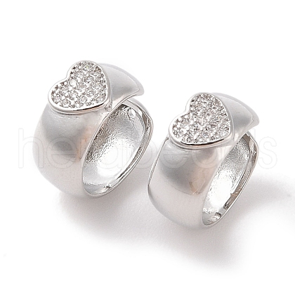 Brass Micro Pave Clear Cubic Zirconia Cuff Earrings for Women EJEW-I305-02P-1