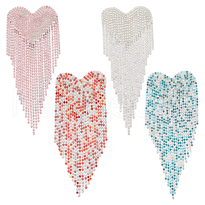   4Pcs 4 Colors Glass Rhinestone Sew on Patches PATC-PH0001-17-1