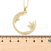 Brass Micro Pave Clear Cubic Zirconia Flower Moon Pendant Necklaces for Women NJEW-D311-02C-G-5