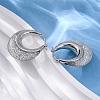 Brass Clear Cubic Zirconia Hoop Earrings EJEW-R025-36P-4