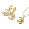 Moon 304 Stainless Steel Rhinestone Hoop Earrings & Pendant Necklaces Jewelry Sets for Women SJEW-M100-05G-2