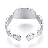 Non-Tarnish 304 Stainless Steel Evil Eye Open Cuff Ring for Women RJEW-N040-27-3