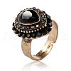 Teardrop Zinc Alloy & Rhinestone & Resin Finger Rings FS-WGCEC00-01-2