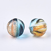 Two Tone Transparent Spray Painted Acrylic Corrugated Beads X-ACRP-T005-52B-2