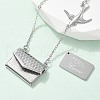 304 Stainless Steel Envolope & Bird Pendant Necklaces for Women NJEW-U037-01B-P-2