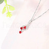 Zinc Alloy Pave Red Cubic Zirconia Pendant Necklaces for Women FS-WGB158F-04-1