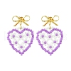 Heart Handmade Glass Seed Beads Dangle Stud Earrings EJEW-MZ00369-03-2