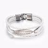Leather Cord Multi-strand Bracelets BJEW-P169-H-2