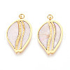 304 Stainless Steel Pave Natural Shell Pendants STAS-N115-21A-G-1