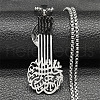 304 Stainless Steel Viking Knot Guitar Pendant Box Chain Necklaces for Women Men NJEW-S007-03P-1