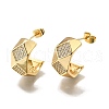Brass Micro Pave Clear Cubic Zirconia Stud Earrings for Women EJEW-U056-05B-G-4