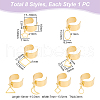 8Pcs 8 Style 304 Stainless Steel Open Cuff Rings Set with Hollow Charms RJEW-AB00002-3