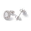 Cubic Zirconia & Rhinestone Oval Stud Earrings EJEW-A080-05P-2