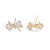 Brass Micro Pave Clear Cubic Zirconia Stud Earring Findings KK-T062-246G-2