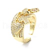 Rack Plating Brass Micro Pave Cubic Zirconia Open Cuff Rings RJEW-C076-08C-G-1