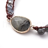 Faceted Glass & Natural Labradorite Beaded Wrap Bracelets BJEW-JB05035-01-6