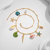 Brass & Natural Shell Starfish Shell Shaped Colorful Pendant Bib Necklaces for Beach FS-WGE22AD-04-1
