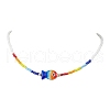 Boho Handmade Lampwork Fish & Colorful Glass Seed Beaded Necklaces for Women NJEW-TA00199-2