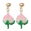 Handmade Glass Seed Beads Peach Dangle Stud Earrings EJEW-MZ00448-2
