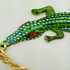 Halloween Crocodile Zinc Alloy Olivine Rhinestone Bib Necklaces for Women FS-WGFFF11-01-2