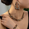 Leopard Print Alloy Oval Link Chain Necklaces & Bracelets & Triangle Stud Earring Sets FS-WG20E63-01-2