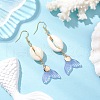 Natural Cowrie Shell Glass Dangle Earrings EJEW-JE06385-04-1